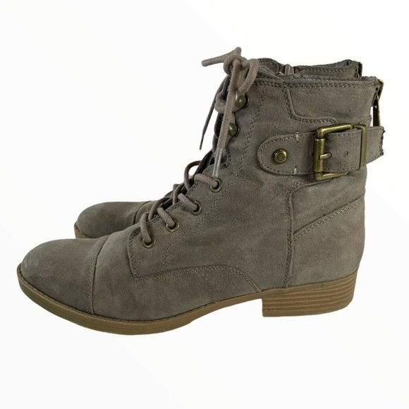 G by Guess Shoes - G by Guess Lace Up Ankle Combat Boots Gray 8